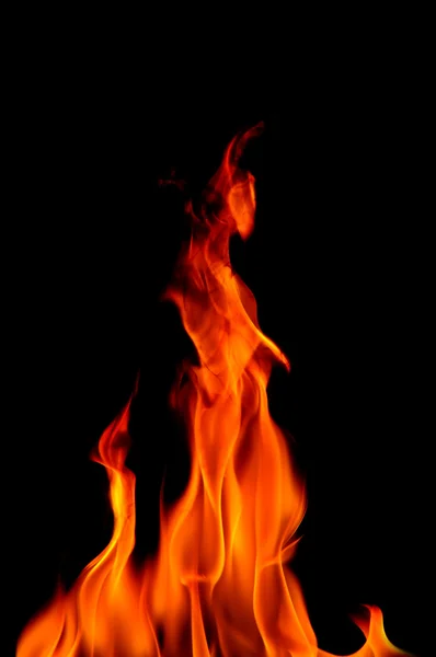 Brand Vlammen Zwarte Achtergrond — Stockfoto