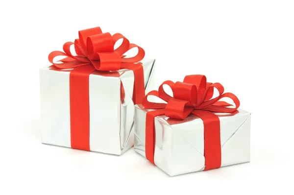Silver gift boxes Stock Picture