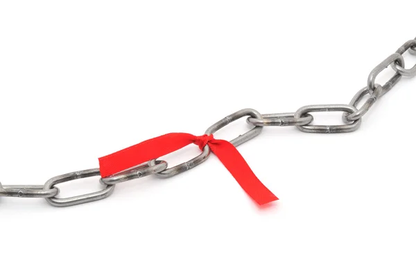 Řetězec a červenou stužku — Stock fotografie