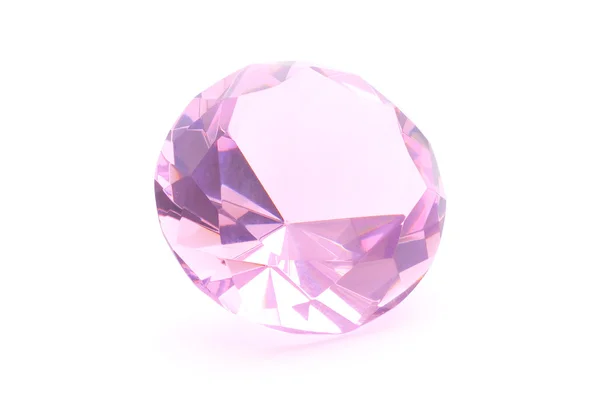 Pink crystal on white background — Stock Photo, Image