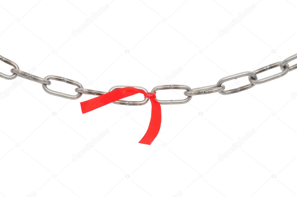 Chain and red ribbon