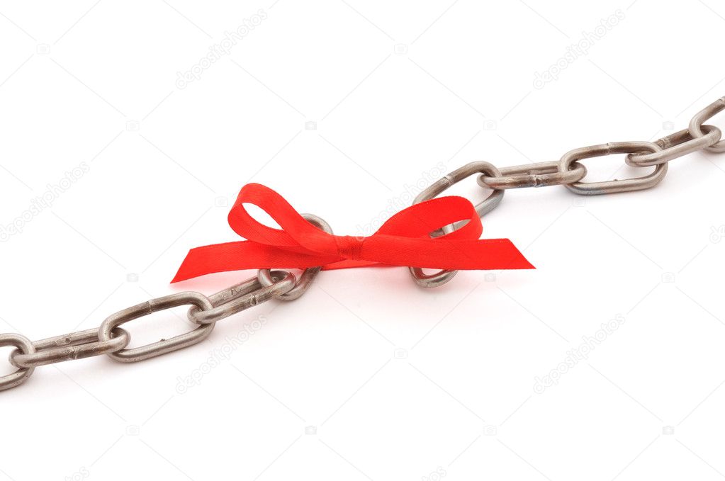 Chain and red bow