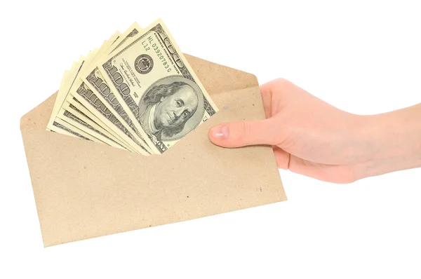 Main et argent dans l'enveloppe — Photo