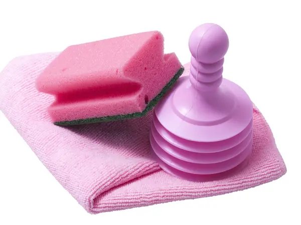 stock image Plunger serviette and bath sponge