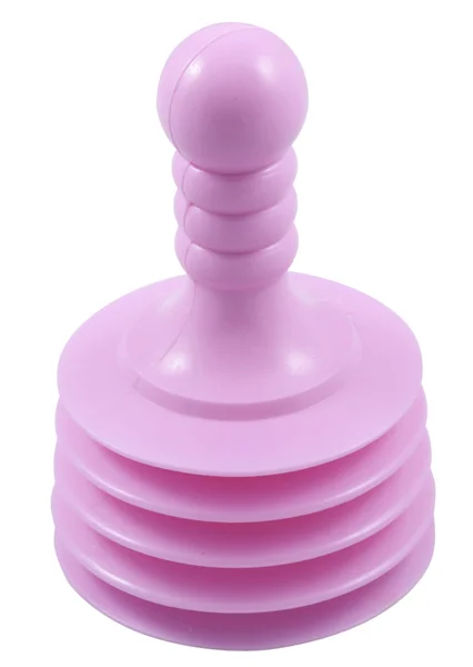 stock image Little plunger from a pink plastic is isolated on white