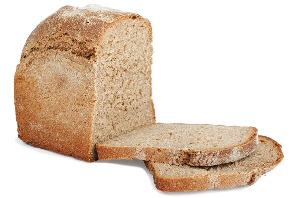Cut rye bread on white — Stock Photo, Image