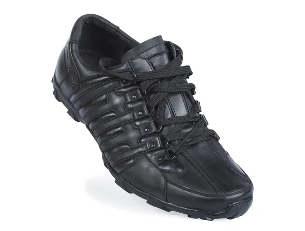 Black leather sport shoe — Stock Photo, Image