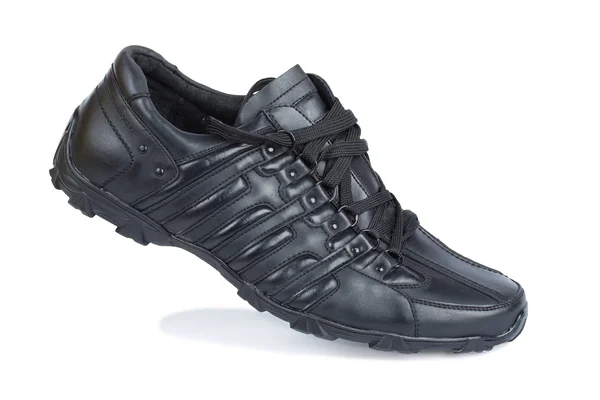 Black leather sport shoe — Stock Photo, Image