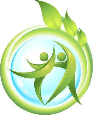 Eco-icon with green dancers clipart