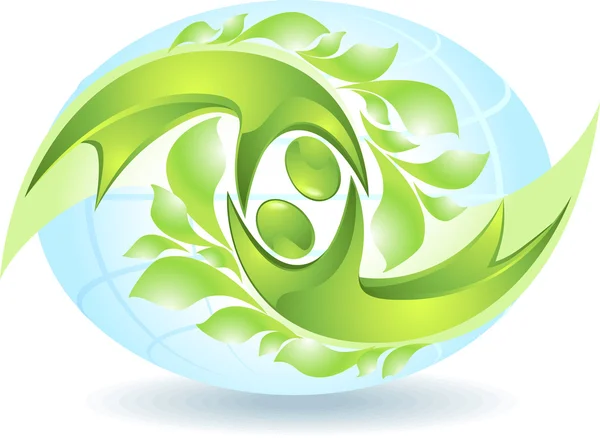 Eco-icono con bailarines verdes — Vector de stock