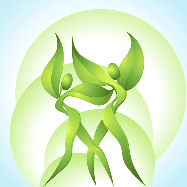 Eco-icon with green dancers — Stock Vector