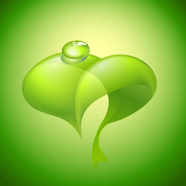Su damlalı yeşil yaprak — Stok Vektör