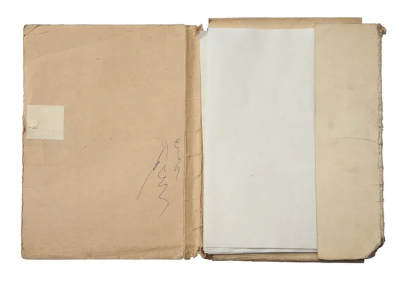 Stary folder ze stosu dokumentów — Zdjęcie stockowe