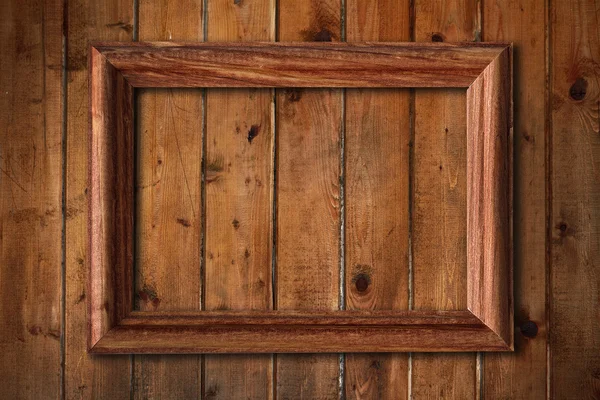 Marco en la pared de madera —  Fotos de Stock