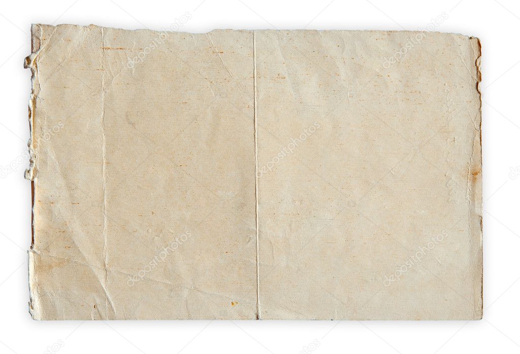 Ragged old paper isolated on white background