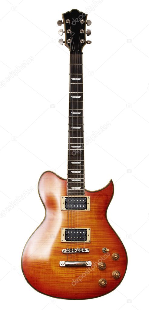Electric guitar isolated on white background with clipping path