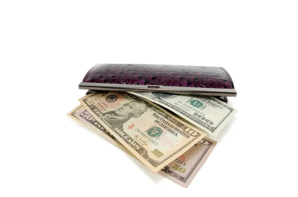 Opened purse with dollars — Stock Photo, Image