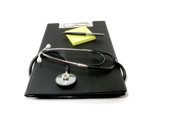 Pure clipboard with a modern stethoscope — Stock Photo, Image