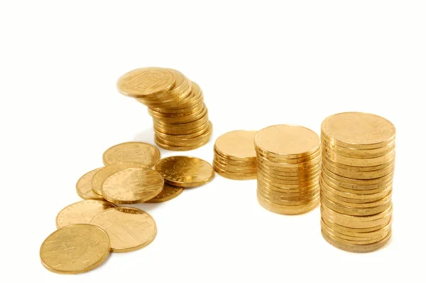 Una pila di monete metalliche — Foto Stock