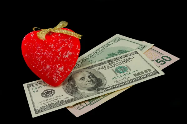 Sweet in the form of heart and dollars — Stock Photo, Image