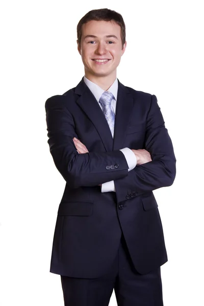 Porträt Eines Jungen Geschäftsmannes Der Lächelt Glücklicher Junger Geschäftsmann Bereit — Stockfoto