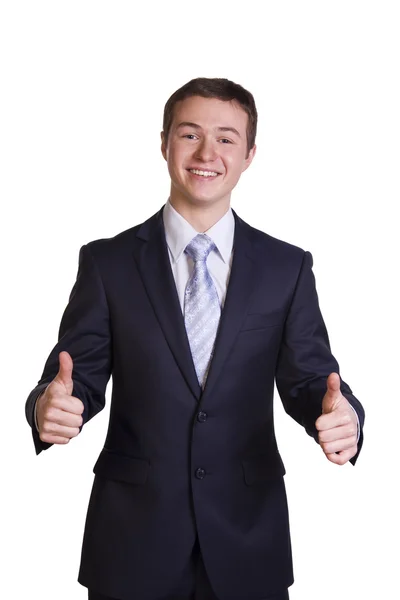 Hombre de negocios sonriendo y muestra OK . —  Fotos de Stock
