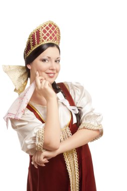 Woman in Russian traditional costume clipart