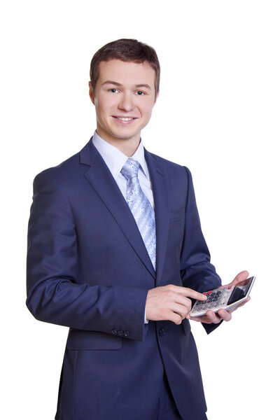 Бизнесмен и калькулятор
