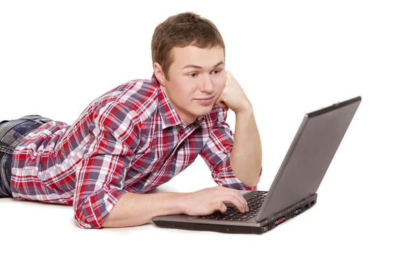 Student och laptop — Stockfoto