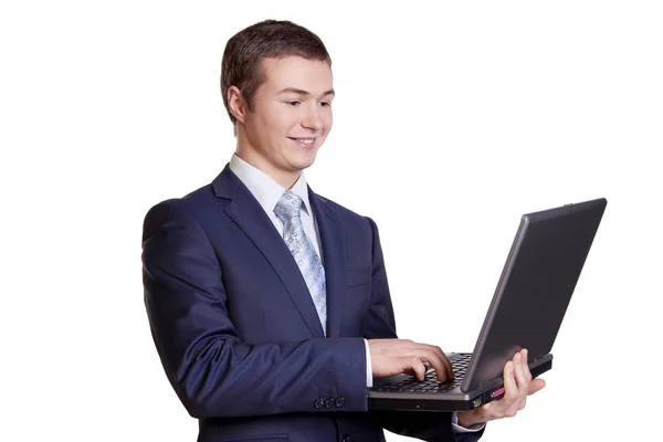 Üzletember és a számítógép Stock Fotó