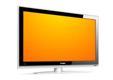 Vector (eps) illustration of plasma LCD TV on white background. clipart