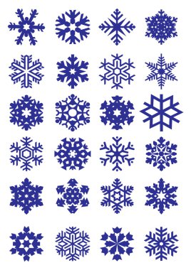Collection of vector flakes isolated on white background. clipart