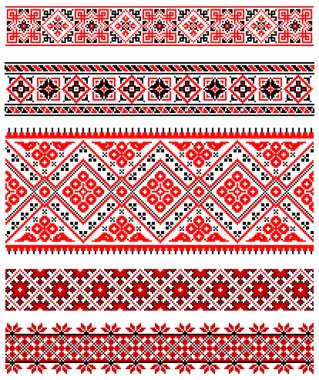 Ukrainian embroidery ornaments clipart