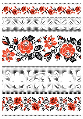 Ukrainian embroidery ornaments clipart