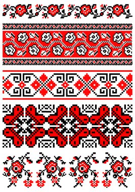 Ukrainian embroidery ornaments clipart