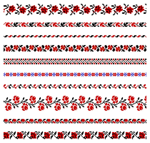ウクライナ刺繍の装飾 パターン フレーム ボーダーのベクトル イラスト — ストックベクタ