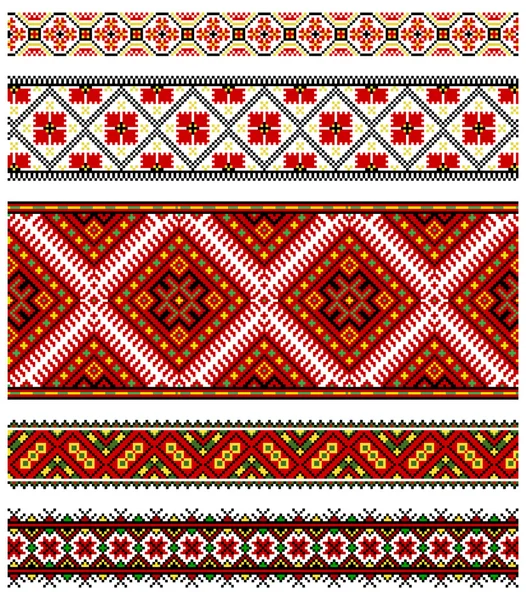 Ilustraciones Vectoriales Ornamentos Bordados Ucranianos Patrones Marcos Bordes — Archivo Imágenes Vectoriales
