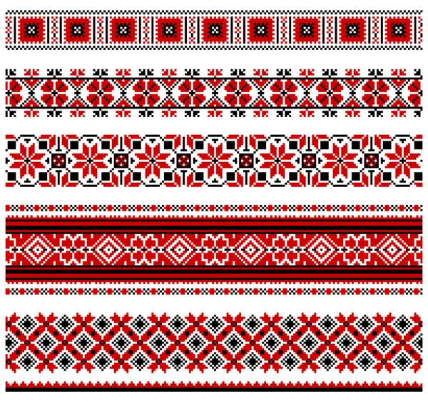 Ukrainian embroidery ornaments — Stock Vector