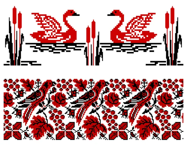 ウクライナ刺繍の装飾 パターン フレーム ボーダーのベクトル イラスト — ストックベクタ