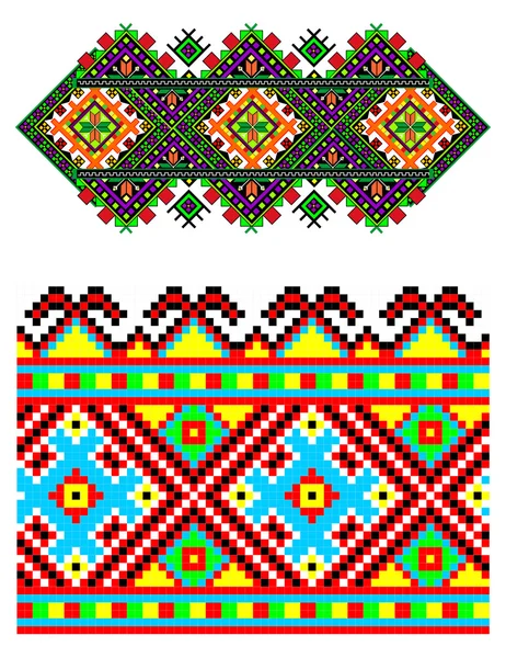 Vector Illustrations Ukrainian Embroidery Ornaments Patterns Frames Borders — Stock Vector