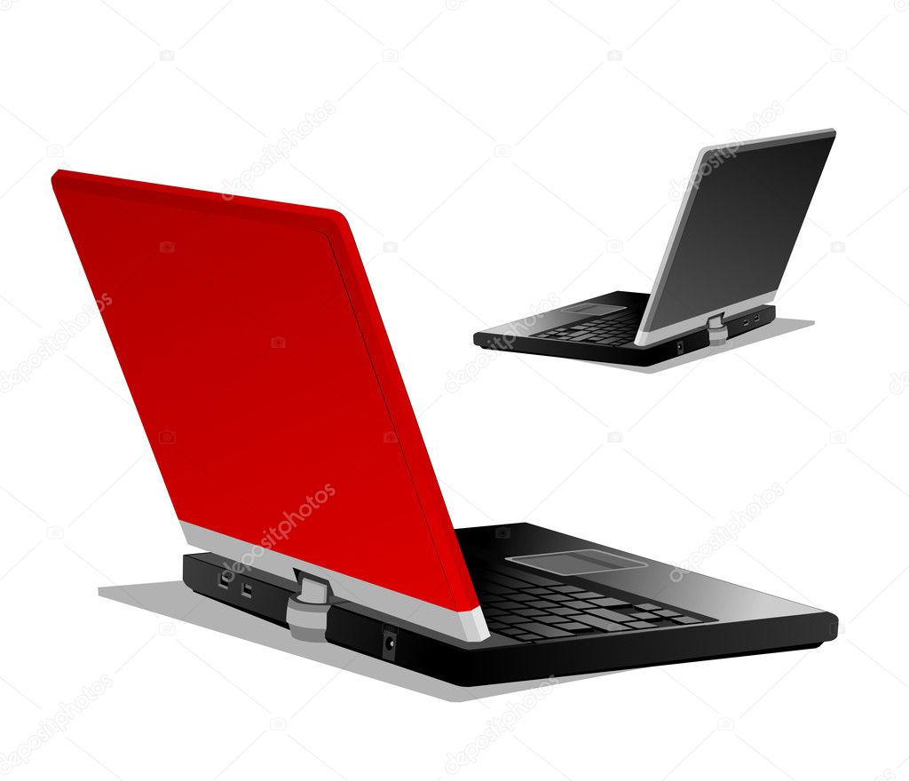 Realistic laptop isolated on white background. Vector illustration
