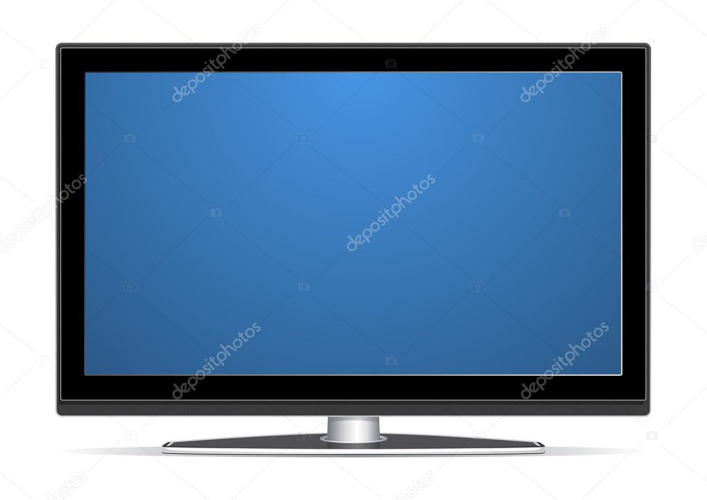 Vector (eps) illustration of plasma LCD TV on white background.