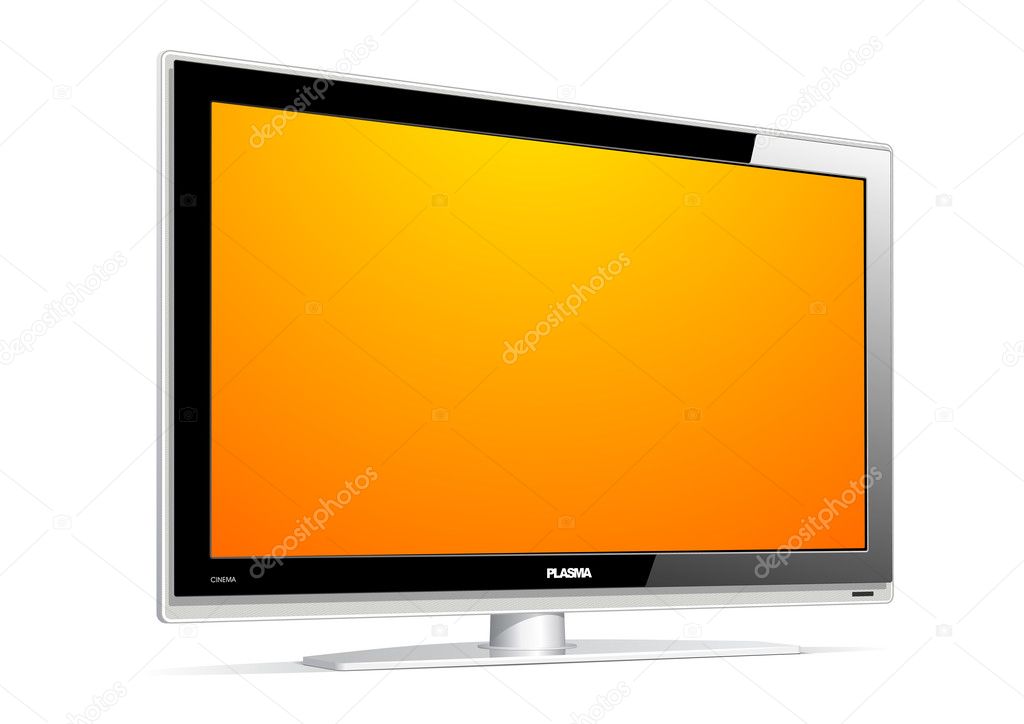 Vector (eps) illustration of plasma LCD TV on white background.