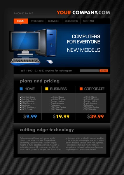 Modèle Web de boutique d'ordinateurs de bureau — Image vectorielle