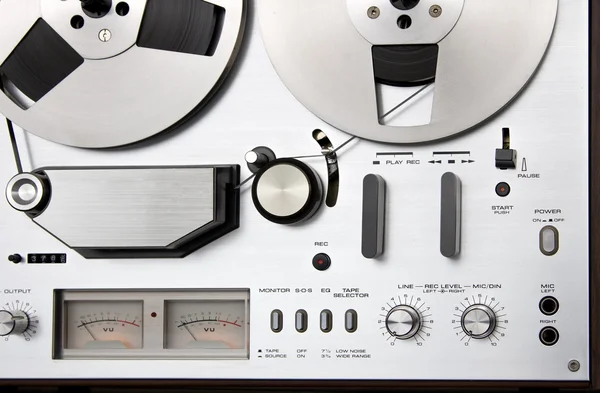 Vintage reel-to-reel tape recorder deck controls — Stock Photo, Image