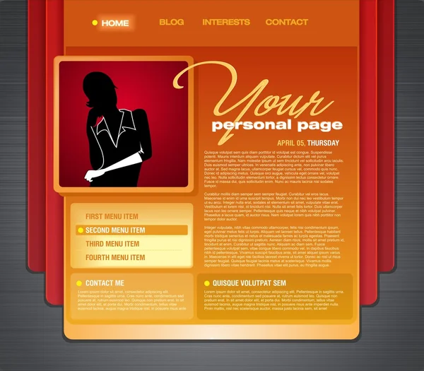Modello di pagina web del blog personale — Vettoriale Stock