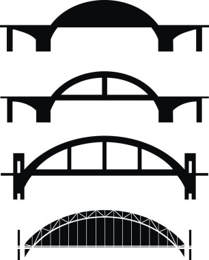 Vector set of bridge silhouettes - isolated illustration on white background clipart