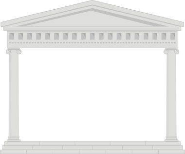 Vector illustration of architectural element - Portico (Colonnade), an ancient temple: grey, isolated, white background clipart