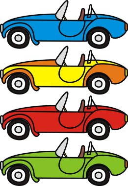 Vector set of cartoon retro cars - isolated illustrations on white background clipart