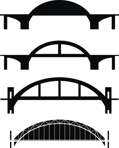 Vector Set Bridge Silhouettes Isolated Illustration White Background — Stock Vector